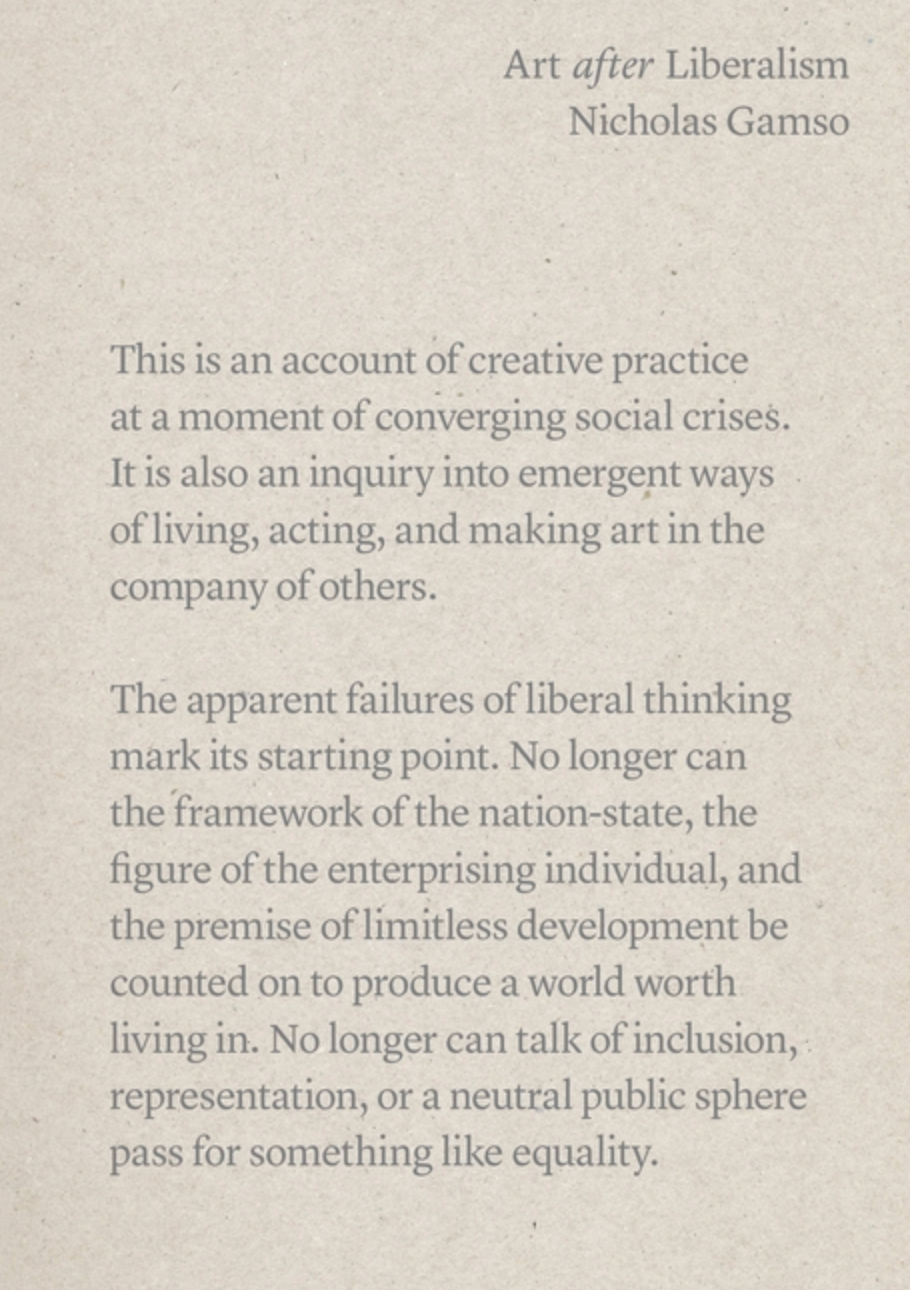 Art After Liberalism / Nicholas Gamso