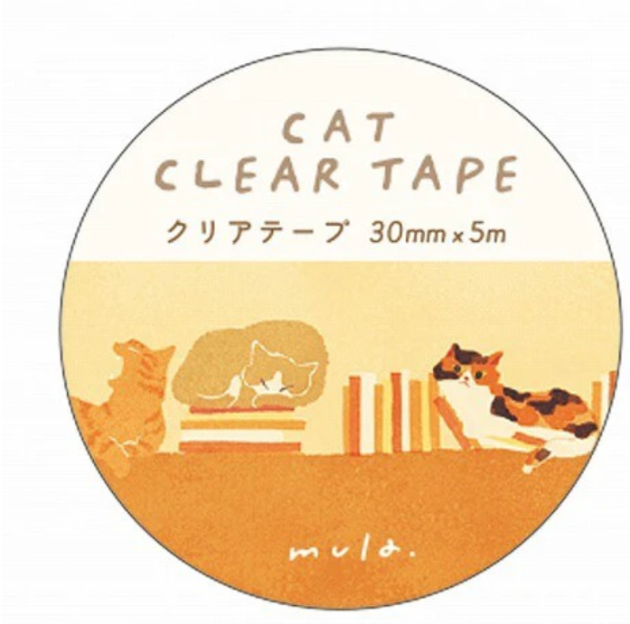 Ryu-Ryu x mula - Transparent Tape Library Cat 30mm