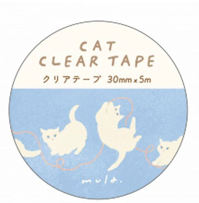 Ryu-Ryu x mula - Transparent Tape Polka Cat 30mm