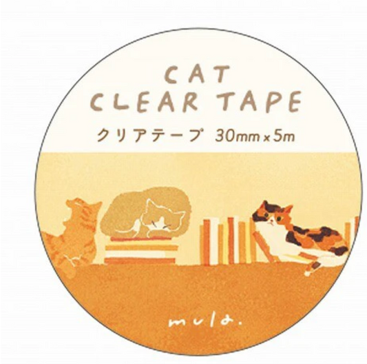 Ryu-Ryu x mula - Transparent Tape Library Cat 30mm