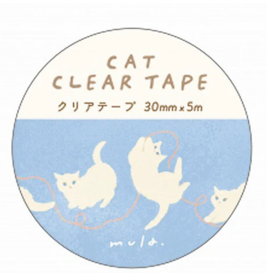 Ryu-Ryu x mula - Transparent Tape Polka Cat 30mm